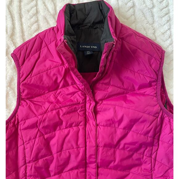 Lands End Down Puffer Vest Women's XS (2-4) Full Zip Outdoor Hiking Camping PINK - Picture 3 of 6